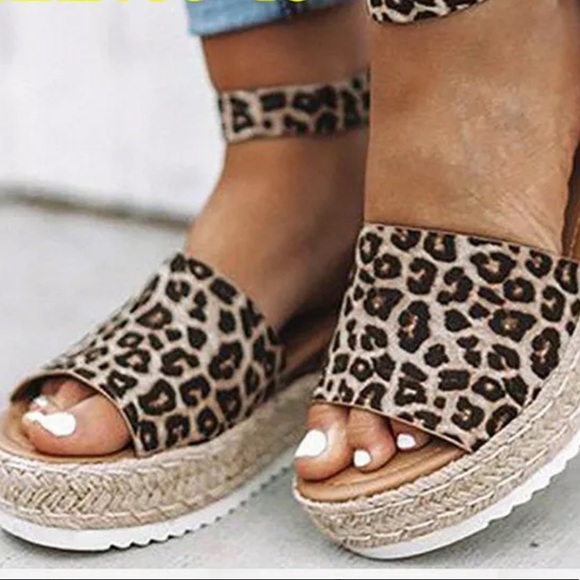 Cheetah Chunky Espadrille Flatform Wedge Sandal - Picture 7 of 7